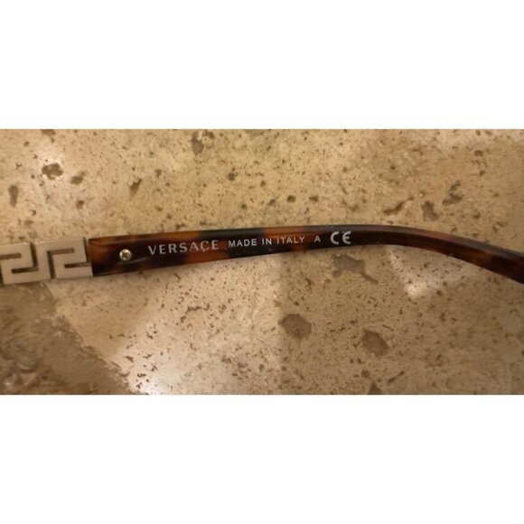 Versace Tortoiseshell Half-Rim Eyeglasses With Rhinestone Greek Key Design - Picture 6 of 8